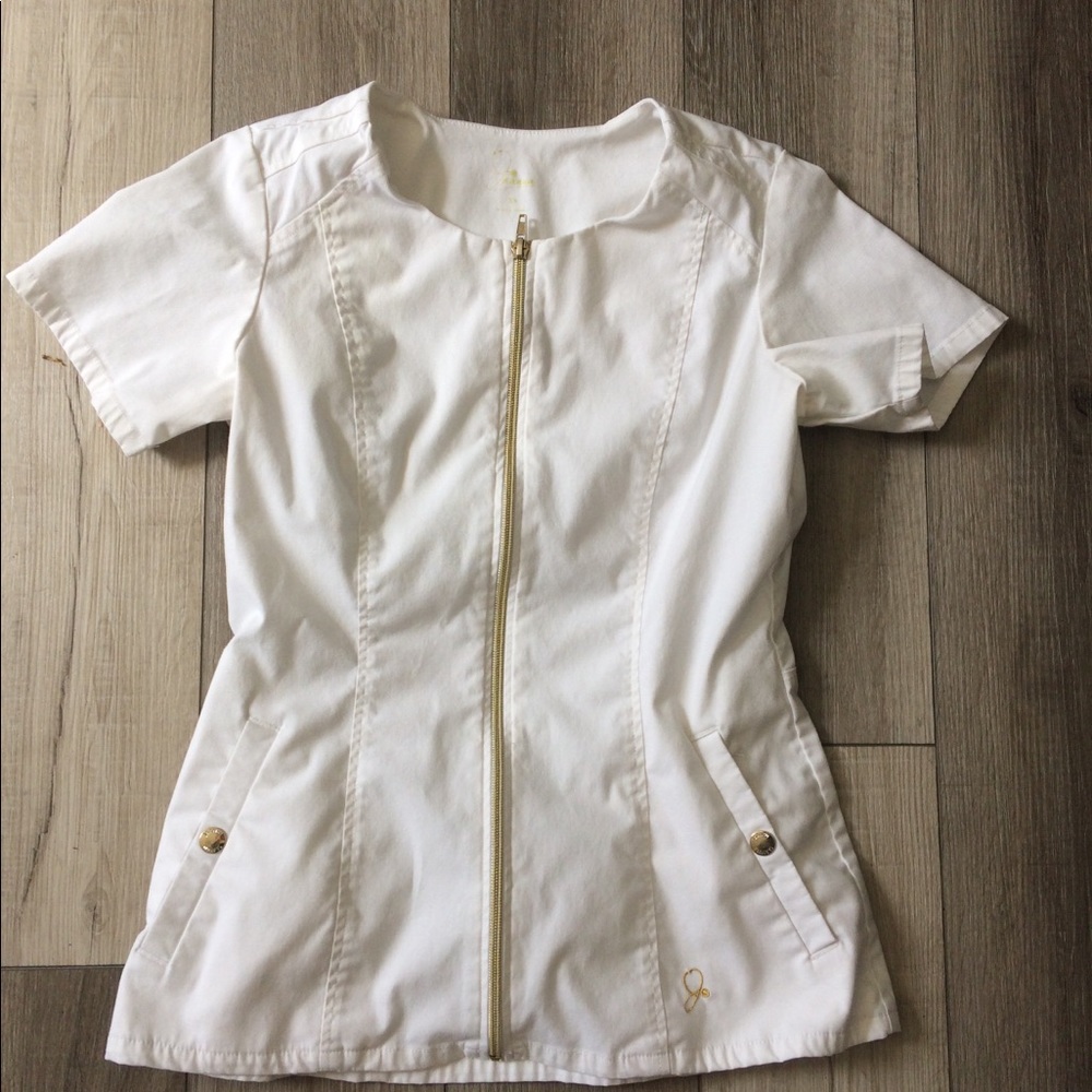 COPY - Jaanuu xs white biker scrub top